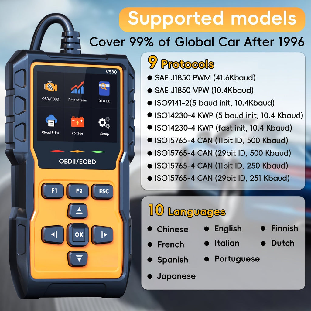 Professional OBD2 Scanner Diagnostic Tool Check Engine Code Reader with Reset Mode 6 Mode 8 I/M Readiness Live Data Freeze Frame Universal Car Diagnostic Scan Tool for All OBDII Vehicles Since 1996