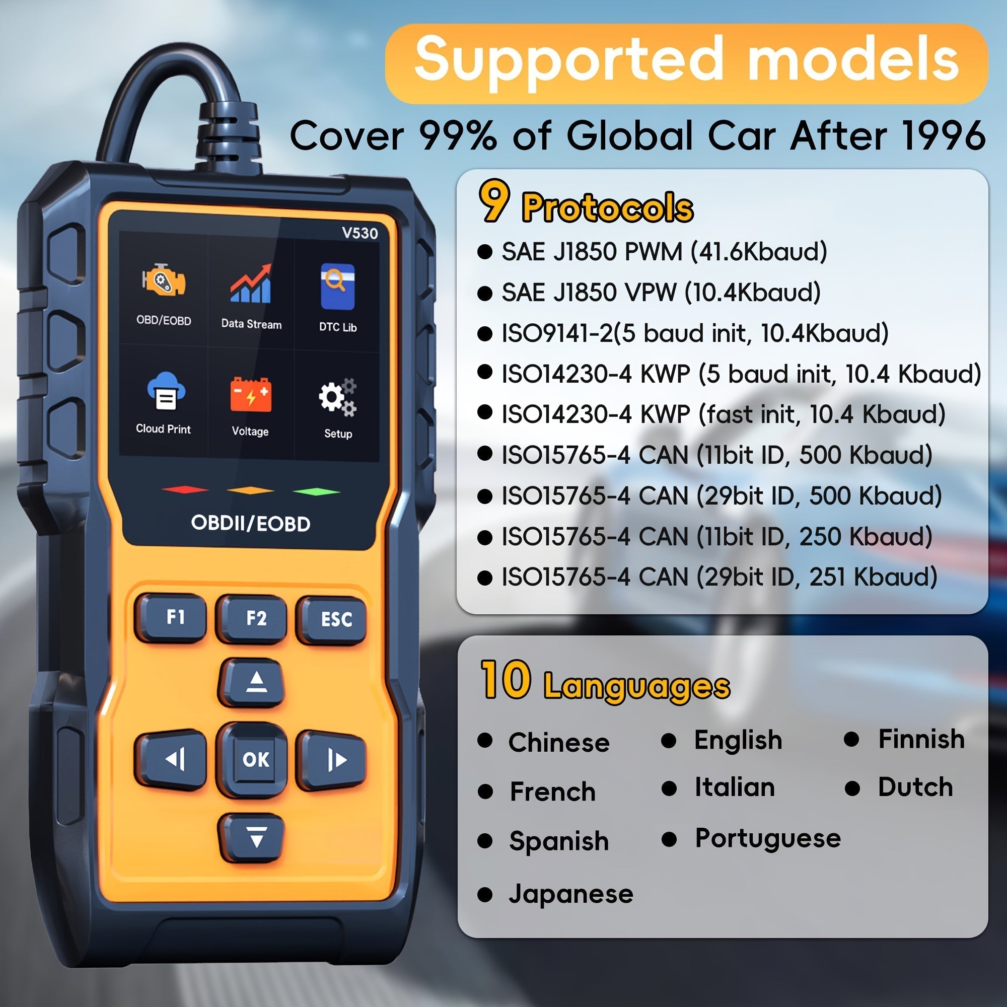 Professional OBD2 Scanner Diagnostic Tool Check Engine Code Reader with Reset Mode 6 Mode 8 I/M Readiness Live Data Freeze Frame Universal Car Diagnostic Scan Tool for All OBDII Vehicles Since 1996