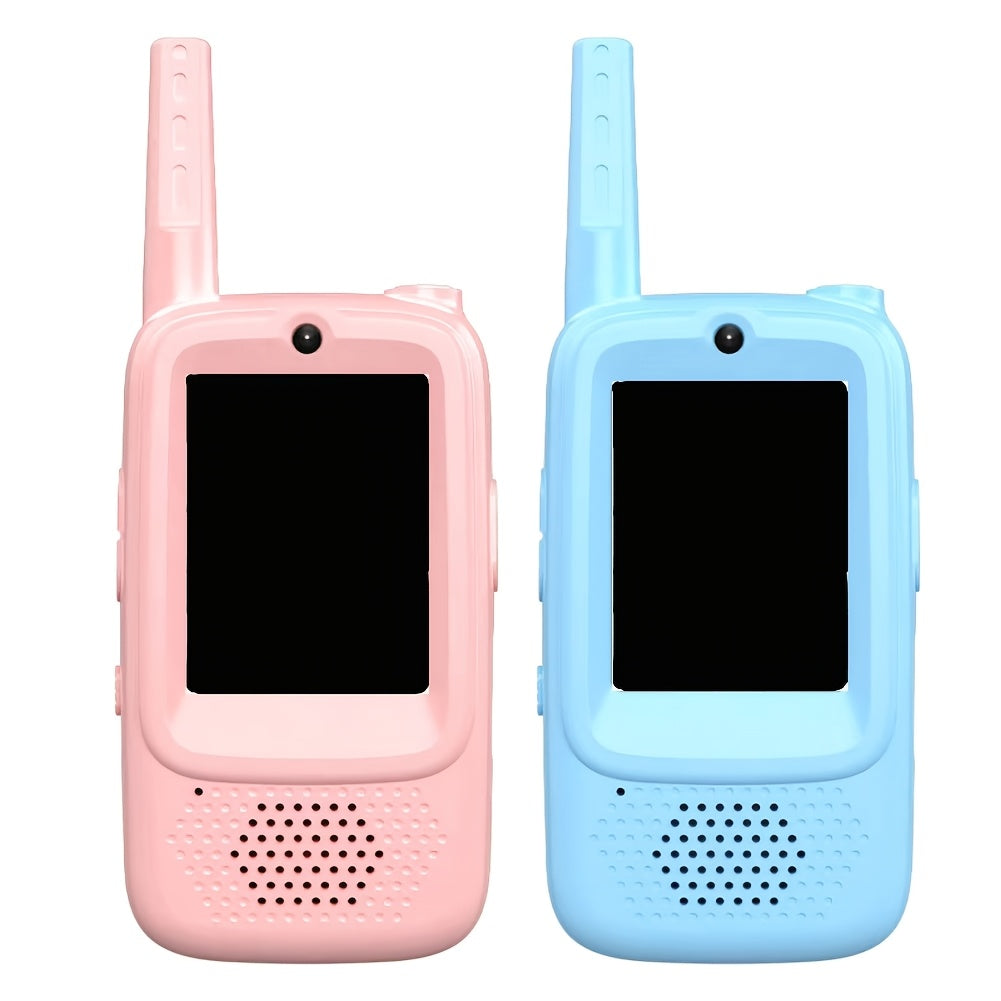 2-Pack Video Walkie-Talkie Set with HD Camera Voice Changer – UHF Handheld Two-Way Radio for Couples Camping Hiking Travel Outdoor Fun Gift Birthday Valentine Christmas