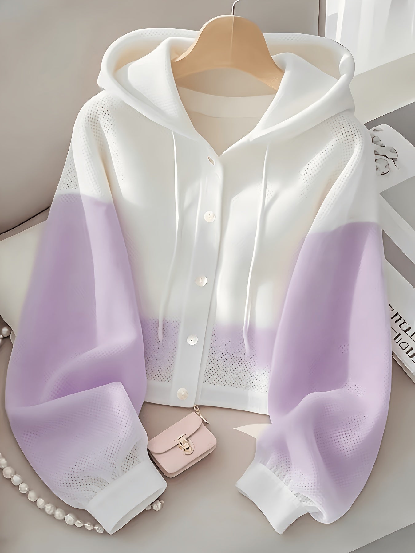 Women's Color Block Hoodie Cardigan Casual Loose Cropped – Lightweight Spring Summer Sporty Zip-Up Sweatshirt Jacket Pastel Aesthetic Top for Daily Wear Office Parties S M L XL XXL 5 Colors