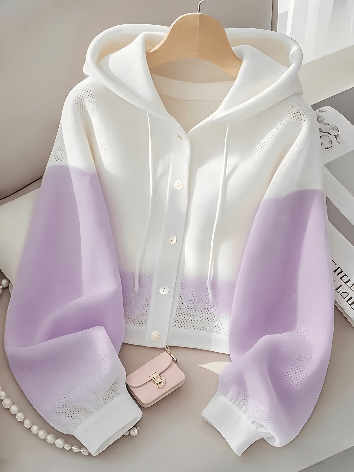Women's Color Block Hoodie Cardigan Casual Loose Cropped – Lightweight Spring Summer Sporty Zip-Up Sweatshirt Jacket Pastel Aesthetic Top for Daily Wear Office Parties S M L XL XXL 5 Colors