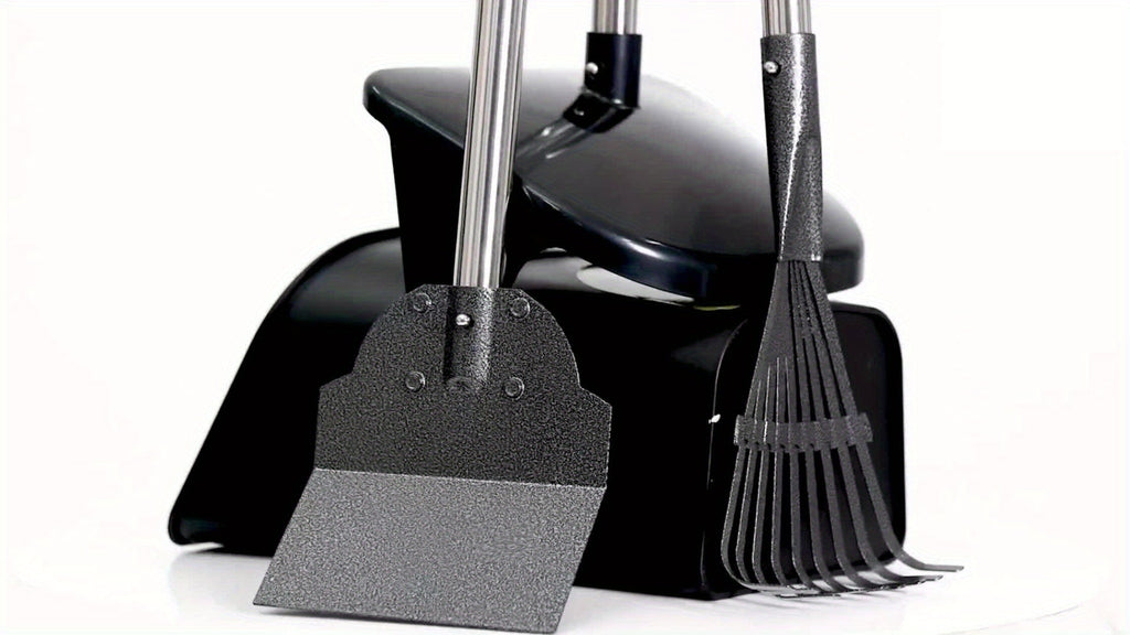 Heavy Duty Dog Pooper Scooper Set with Swivel Bin, Rake & Spade – Long Handle No-Bend Pet Waste Removal for Grass, Dirt & Gravel, 40 Waste Bags Included, Large Dogs