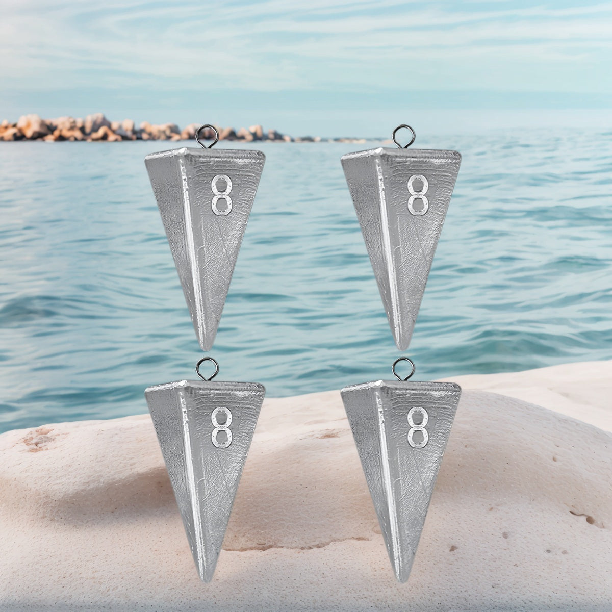 Pyramid Fishing Sinkers 1oz to 10oz Multi-Pack – Strong Hold Saltwater Freshwater Surf Fishing Weights for Pompano Bass Drum Croaker, Bottom Fishing Tackle 1oz 2oz 3oz 4oz 5oz 6oz 8oz 10oz
