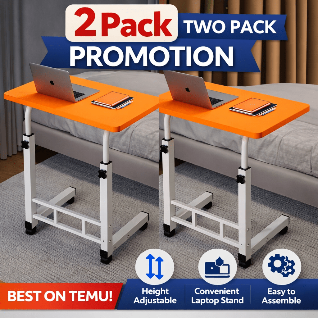 Mobile Lift Table Adjustable Height Rolling Laptop Desk with Wheels Bedside Sofa Side Table for Bedroom Home Office Dorm