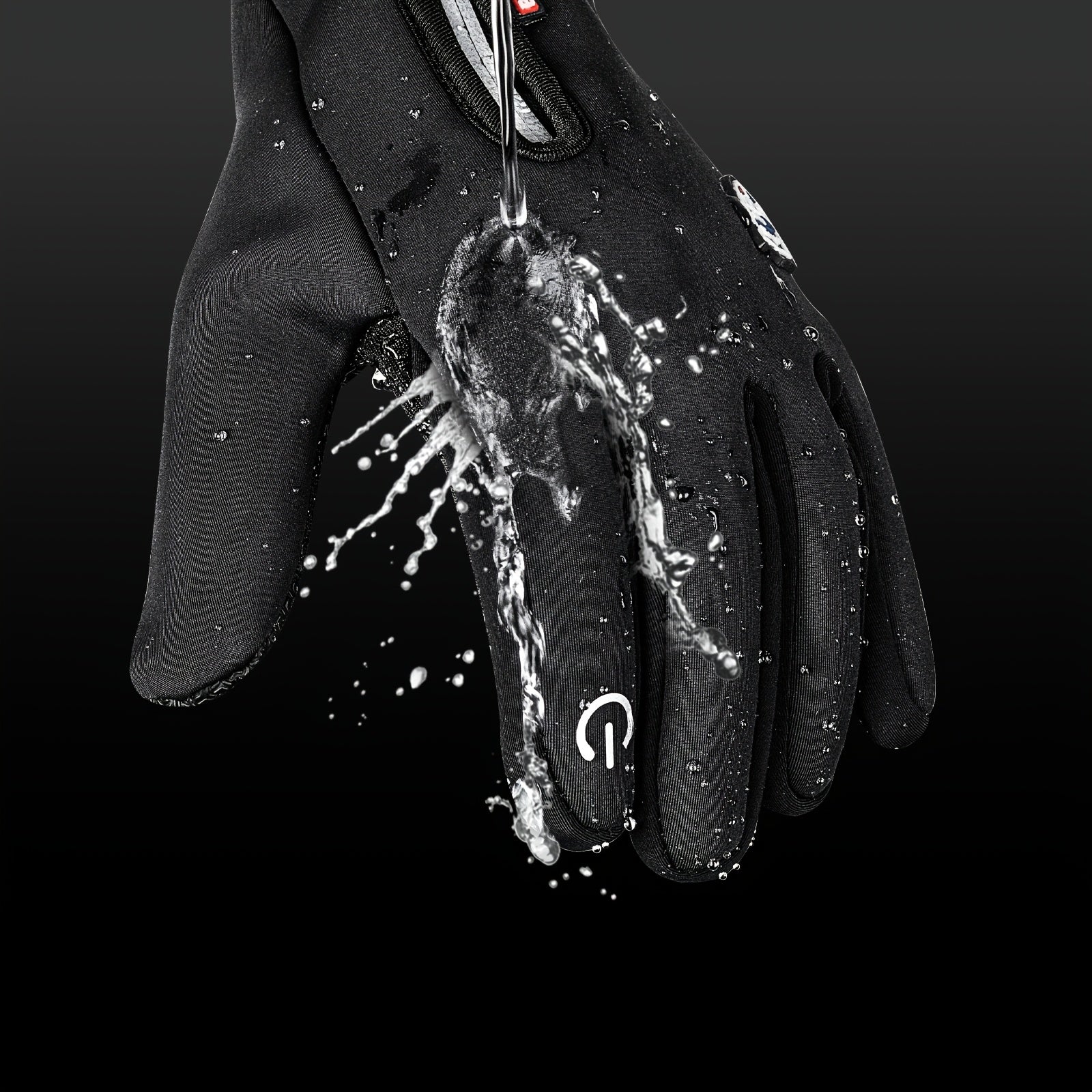 Windproof Waterproof Winter Sports Gloves with Touchscreen & Anti-Slip Grip – Warm Cycling Skiing Gloves for Men & Women, 100% Polyester, Zipper Closure, Sizes M-XL