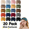 20 Pcs Wide Sports Headband Set for Women – Elastic Absorbent Boho Knit Yoga Headbands for Fitness Running Cycling Basketball Daily Wear Bulk Hair Accessories Gift Set