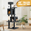 59" Multi-Level Cat Tower for Indoor Cats – Large Cat Tree with Plush Resting Area, Sisal Scratching Post & Hanging Ball Toy – Ideal for Bedroom, Living Room & Multi-Cat Households – Velora