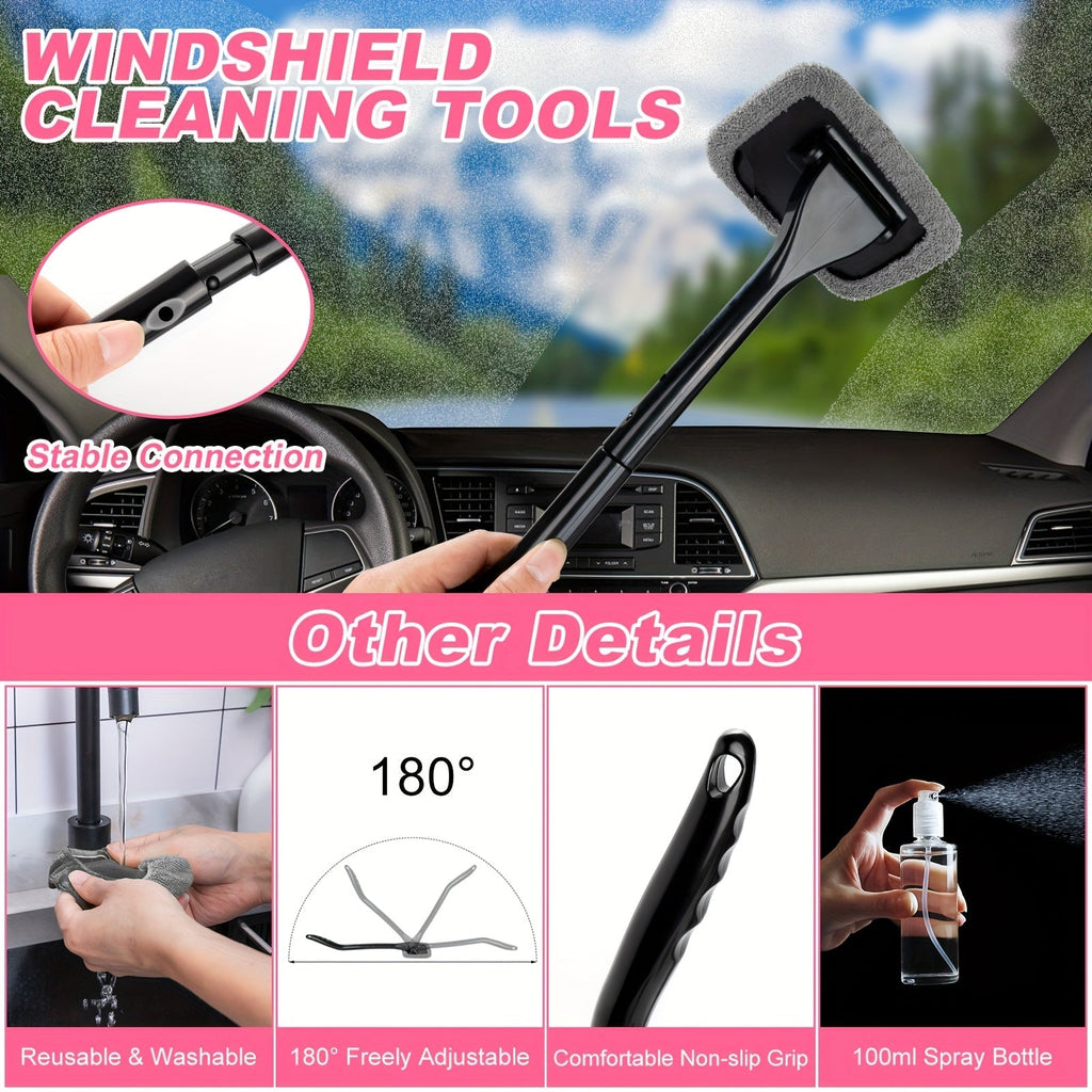 41-Piece Car Wash Detailing Kit with 120W Handheld Vacuum Cleaner Foldable Bucket Windshield Tool Tire Brush Snow Shovel Interior Exterior Complete Car Care Set Pink Black Blue