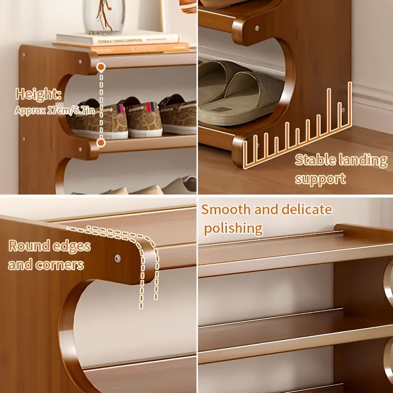 Shoe Rack 3/5/6-Tier Wood Grain Cube Organizer | Space-Saving Multi-Layer Shoe Storage Shelf | Easy Assembly Self-Standing Shoe Tower for Entryway Dorm Closet Bedroom | Brown