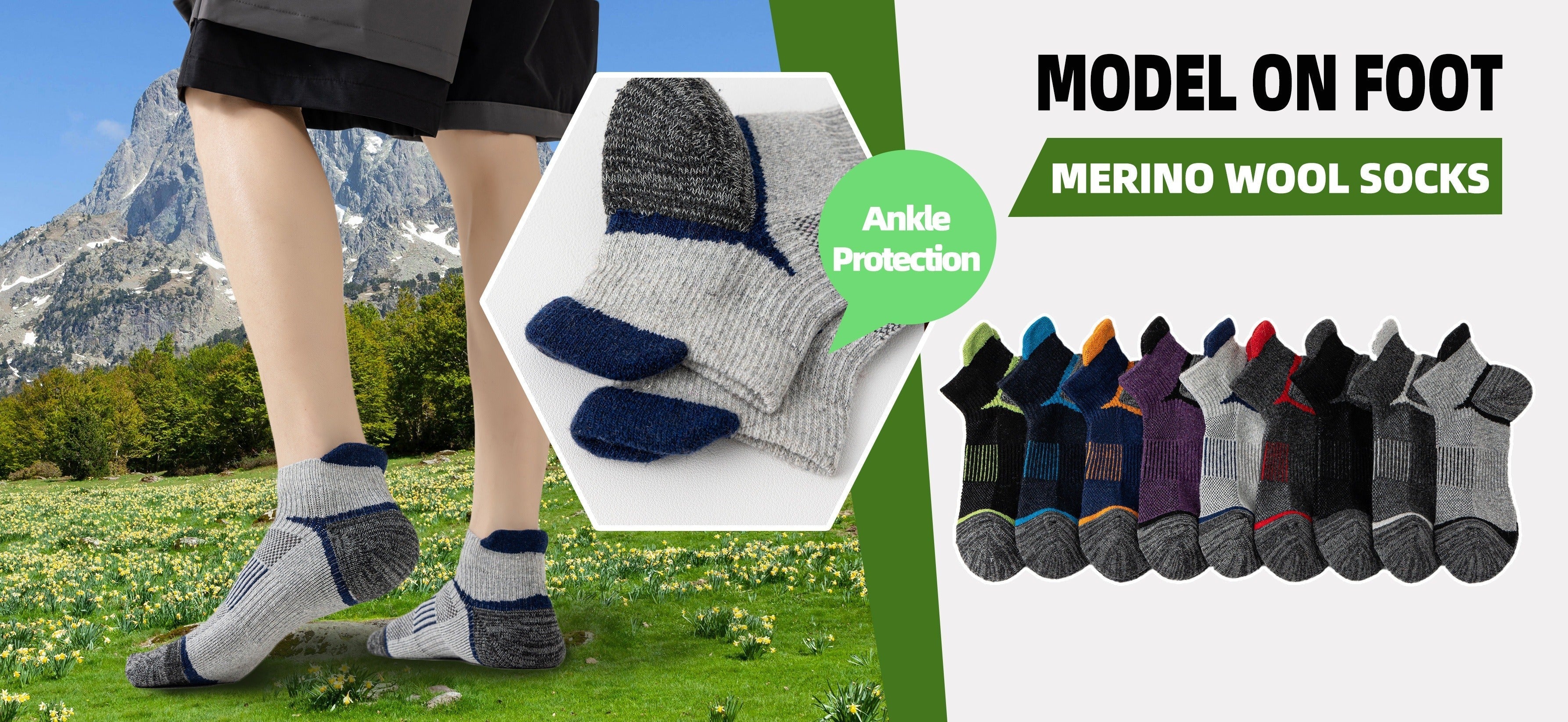 Merino Wool Hiking Socks 6 Pairs for Men & Women – Cushioned Ankle Compression Running Work Socks, Moisture-Wicking Breathable Low Cut No-Show Design, All-Season Blister-Free Comfort