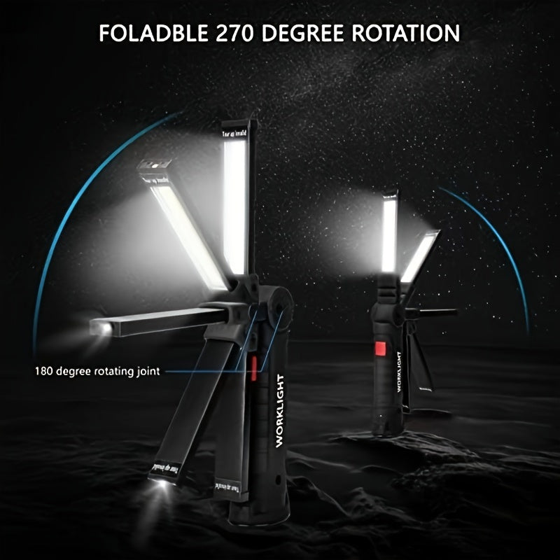 Hanging COB LED Rechargeable Work Light Bulk Pack – Portable Built-In Battery Lamp for Camping Yard Party Garage Vehicle Maintenance Emergency, Black & Khaki, 2 4 6 8 10 Pack Options