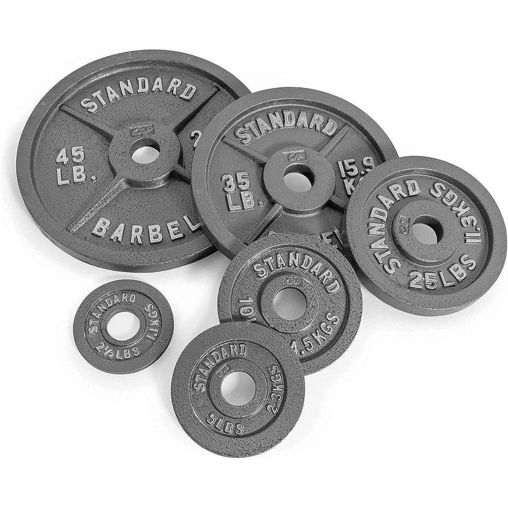 Cast Iron Weight Plates 2-Inch Solid Baked Enamel Finish for Strength Training Weightlifting Bodybuilding Powerlifting Home Gym Barbell 2.5 5 10 25 35 45 100LB