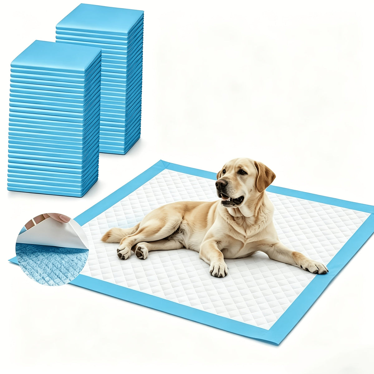 Extra Large Dog Pee Pads 24x24 Inch Super Absorbent Leak-Proof Disposable Puppy Potty Training Pads Odor Control Indoor Outdoor 50-Pack 200-Pack Senior Dogs Large Breeds