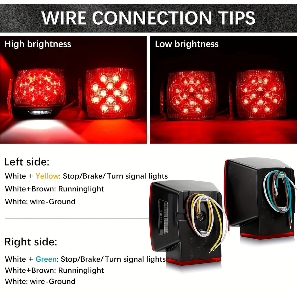 12V LED Trailer Light Kit with Wiring Harness – Submersible Waterproof Utility Trailer Lights for Boat RV Truck, Complete Install Kit for Trailers Under 80 Inch, Corrosion Resistant LED