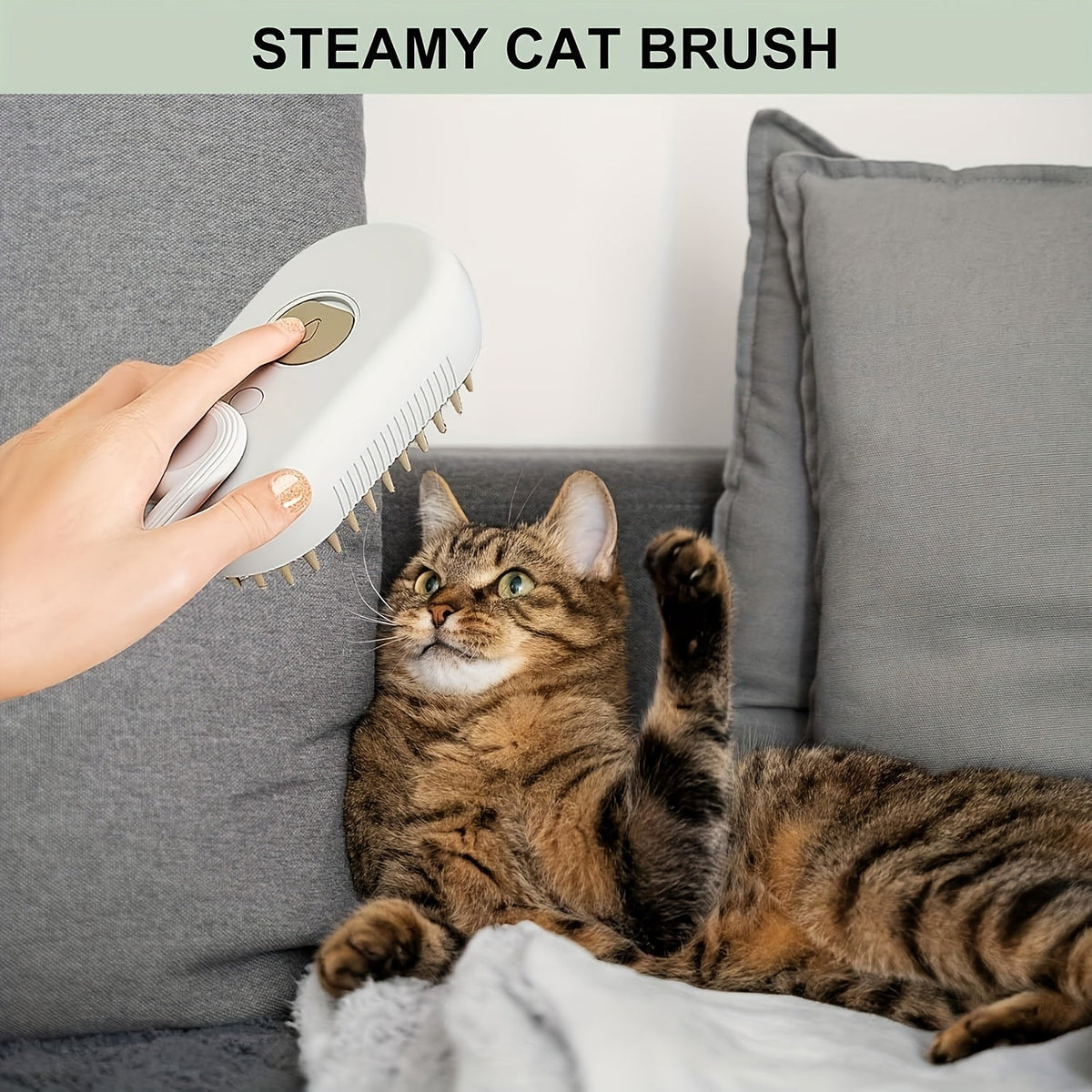 3-in-1 Self-Cleaning Pet Grooming Brush with Steam Spray & Shedding Control for Cats & Dogs USB Rechargeable Silicone Rubber Bristles – 2026 New Model