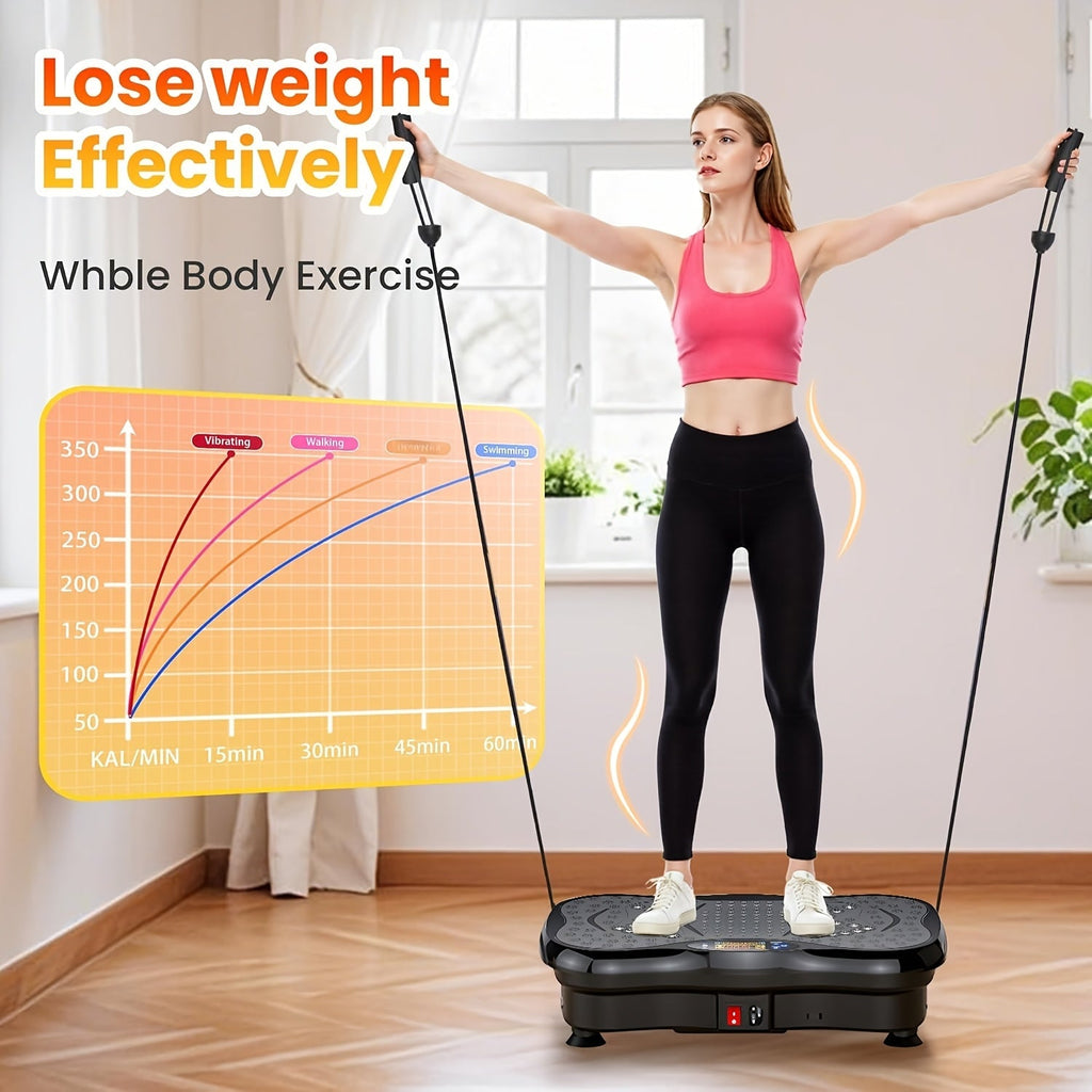 Vibration Plate Exercise Machine Full Body Workout Weight Loss Lymphatic Drainage 99-200 Speed Levels Quiet Motor Portable Home Gym Muscle Toning 330 lbs Capacity