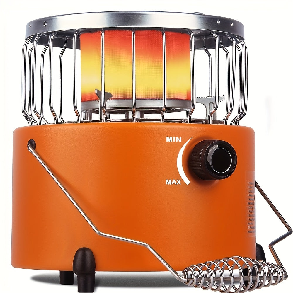 Propane Camping Stove 9000 BTU 2-in-1 Stove & Heater with Gas Hose & MAPP Converter – Adjustable Flame Portable Indoor Outdoor Gas Burner, Stainless Steel Compact Design for Camping Cooking & Emergency