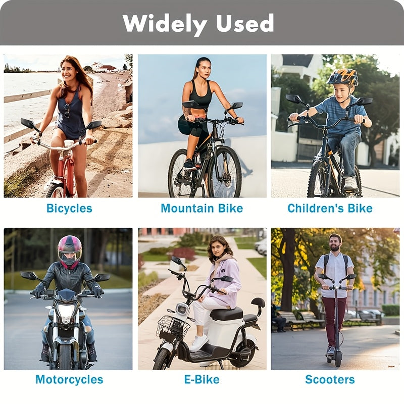 HD Foldable Bike Mirrors 2-Pack 360° Adjustable for Ebike Bicycle Motorcycle Scooter – Large Scratch-Resistant Handlebar Rearview Mirror, High-Speed Stable Durable ABS Easy Install