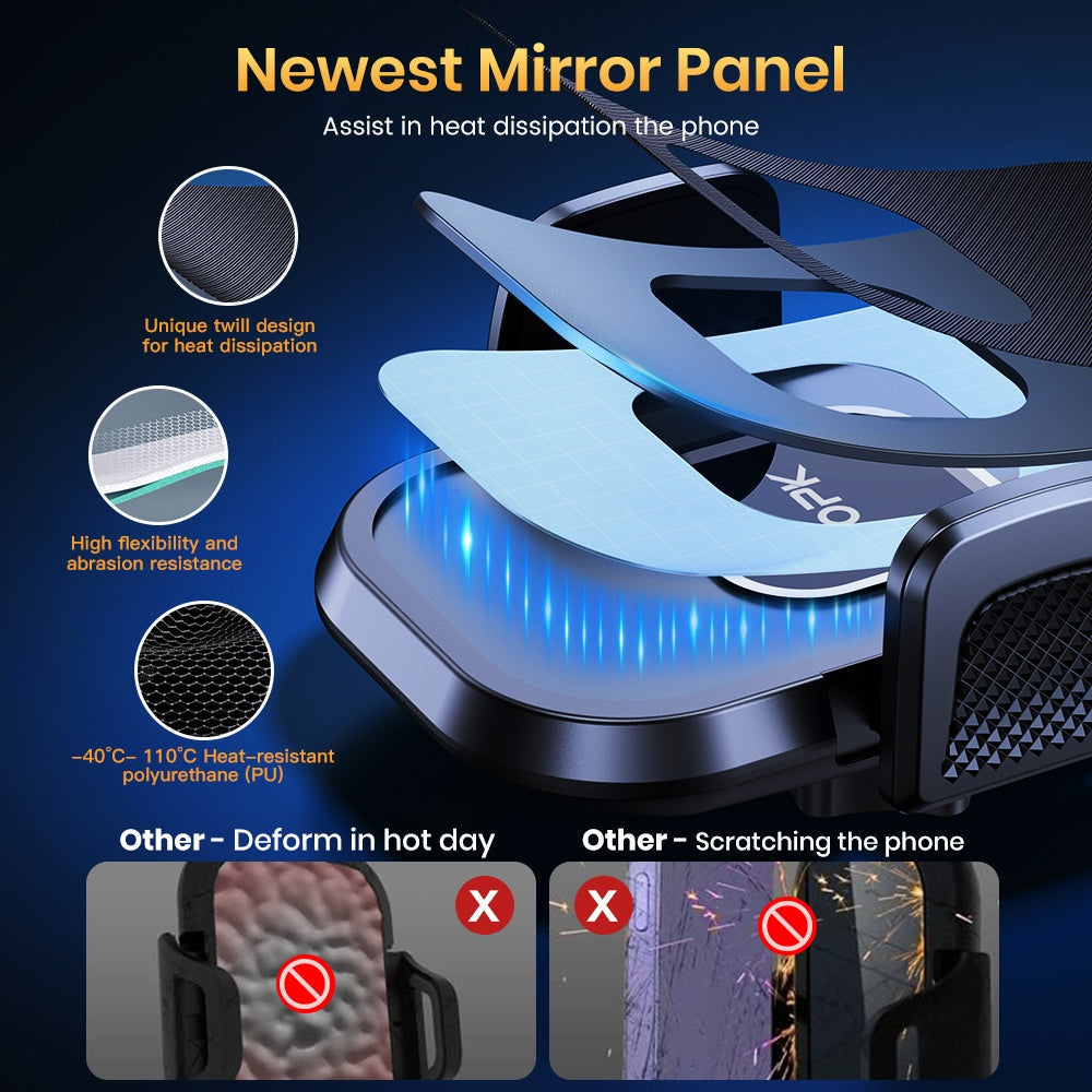 Car Phone Holder Dashboard Mount Universal Hands-Free Cell Phone Car Mount for iPhone 17 16 15 14 Samsung Galaxy Android Smartphones Upgraded Secure Rattle-Free Dash Mount Black