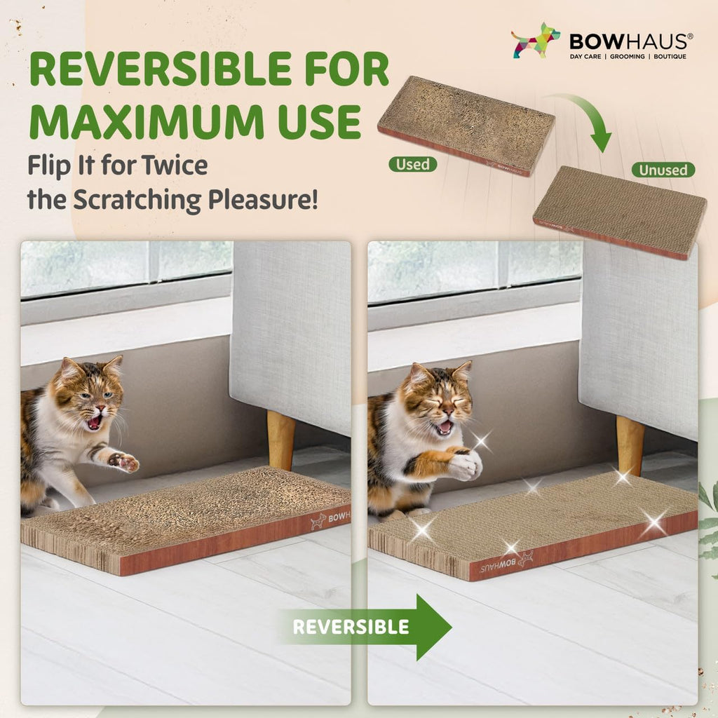 CAPHAUS Reversible Cat Scratcher Lounger – Large 5-Layer High-Density Cardboard Scratching Pad & Board, 16.9 x 8.5 Inch, Protects Furniture, Fits Multi-Cat Households & Large Paw Breeds
