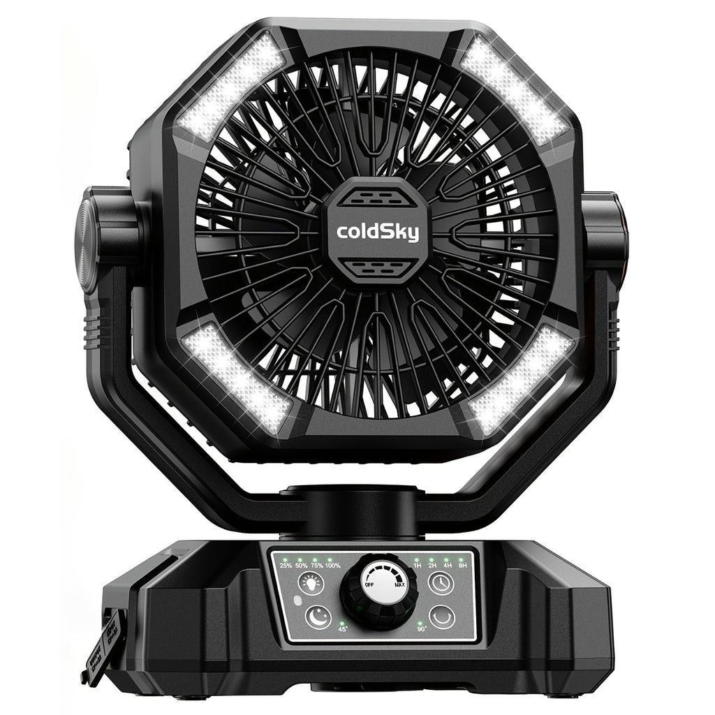 Camping Fan with 20000mAh Battery 8-Speed Settings Enhanced Motor USB Rechargeable - Portable Tent Fan for Camping, Hiking, Outdoor Adventures & Emergency Use