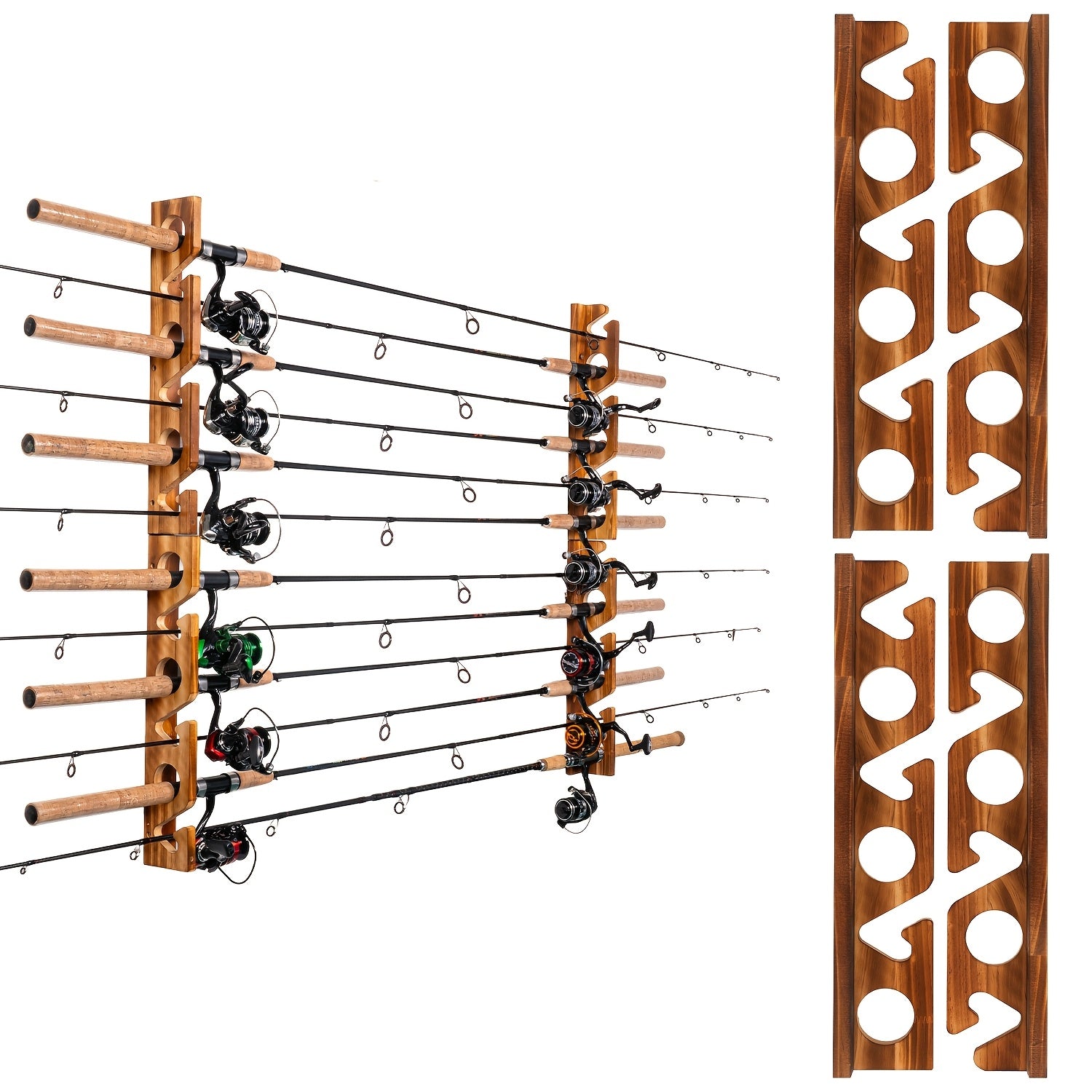 Fishing Rod Holder Wall & Ceiling Mount Rack – Modular Space-Saving Garage Storage Organizer Holds 6, 12, 16 or 24 Fishing Poles, Easy Install, Great Gift for Anglers Men & Women