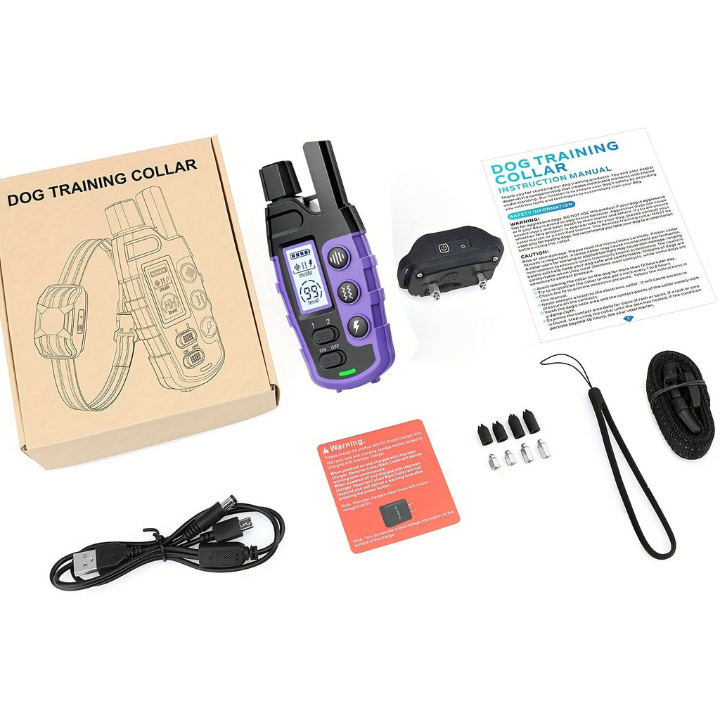 Dog Training Collar with Remote 4150ft Range Shock Vibration & Beep Modes Rechargeable E-Collar – Small to Large Dogs 5-150lbs, 1 Dog & 2 Dog Options, Purple