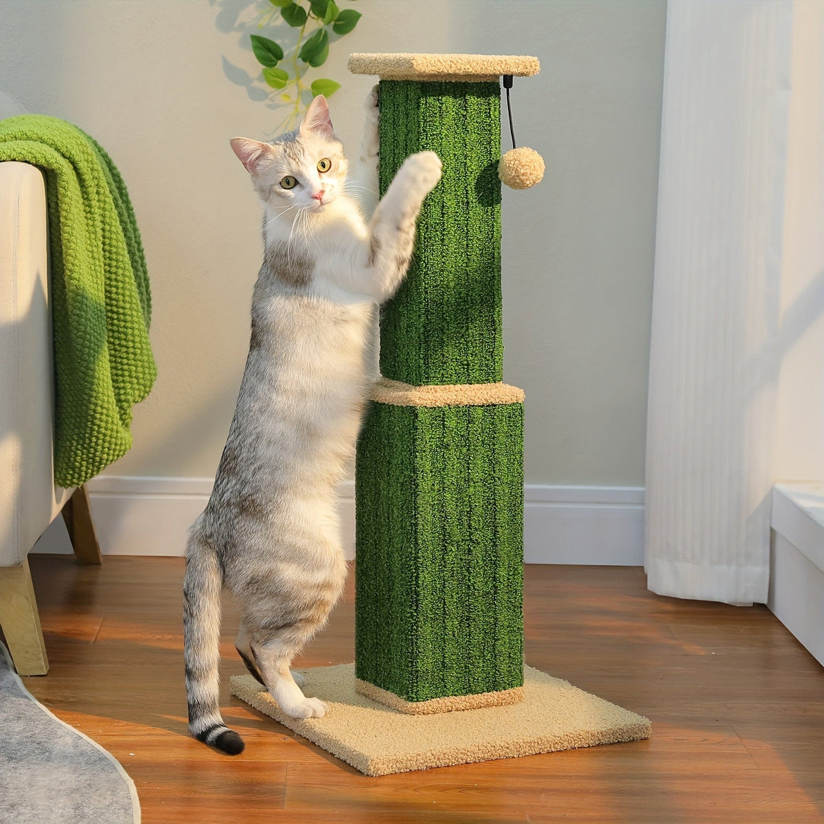 Multi-Tier Cat Tree Tower with Sisal Scratching Post Hanging Toys Sturdy Cat Climbing Activity Center for Indoor Cats Kittens Energetic Breeds Available in Grey Black Beige Brown Green