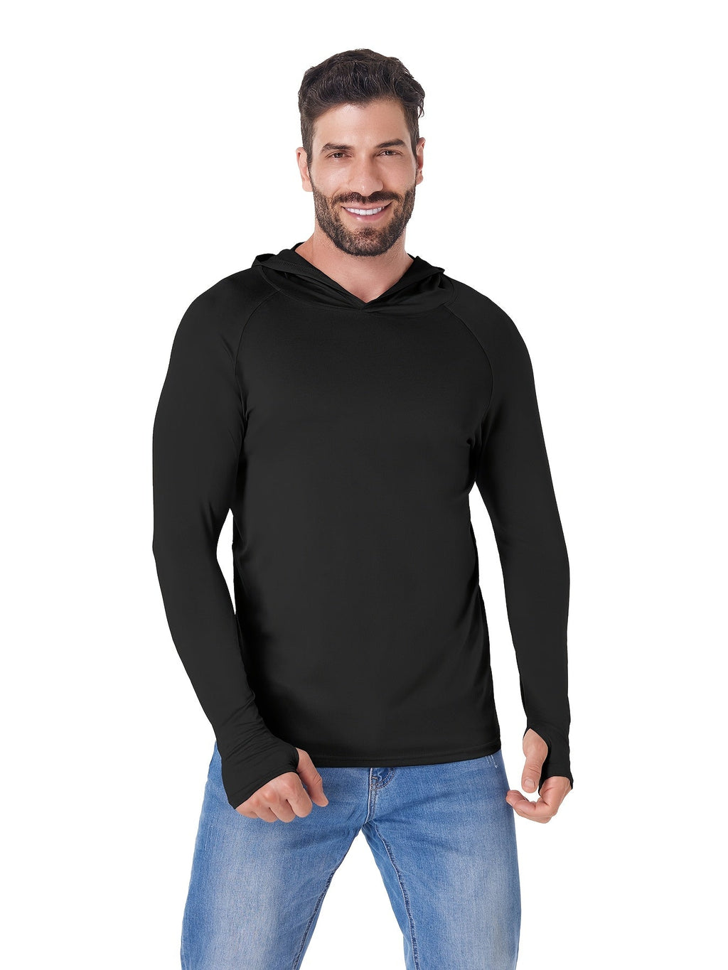 5 Pack Men's Long Sleeve Hooded Fishing Shirts UPF Sun Protection – Lightweight Moisture-Wicking Rash Guard for Fishing Hiking Kayaking Boating Outdoor Sports, Sizes S-XXL, 3 Mixed Color Sets