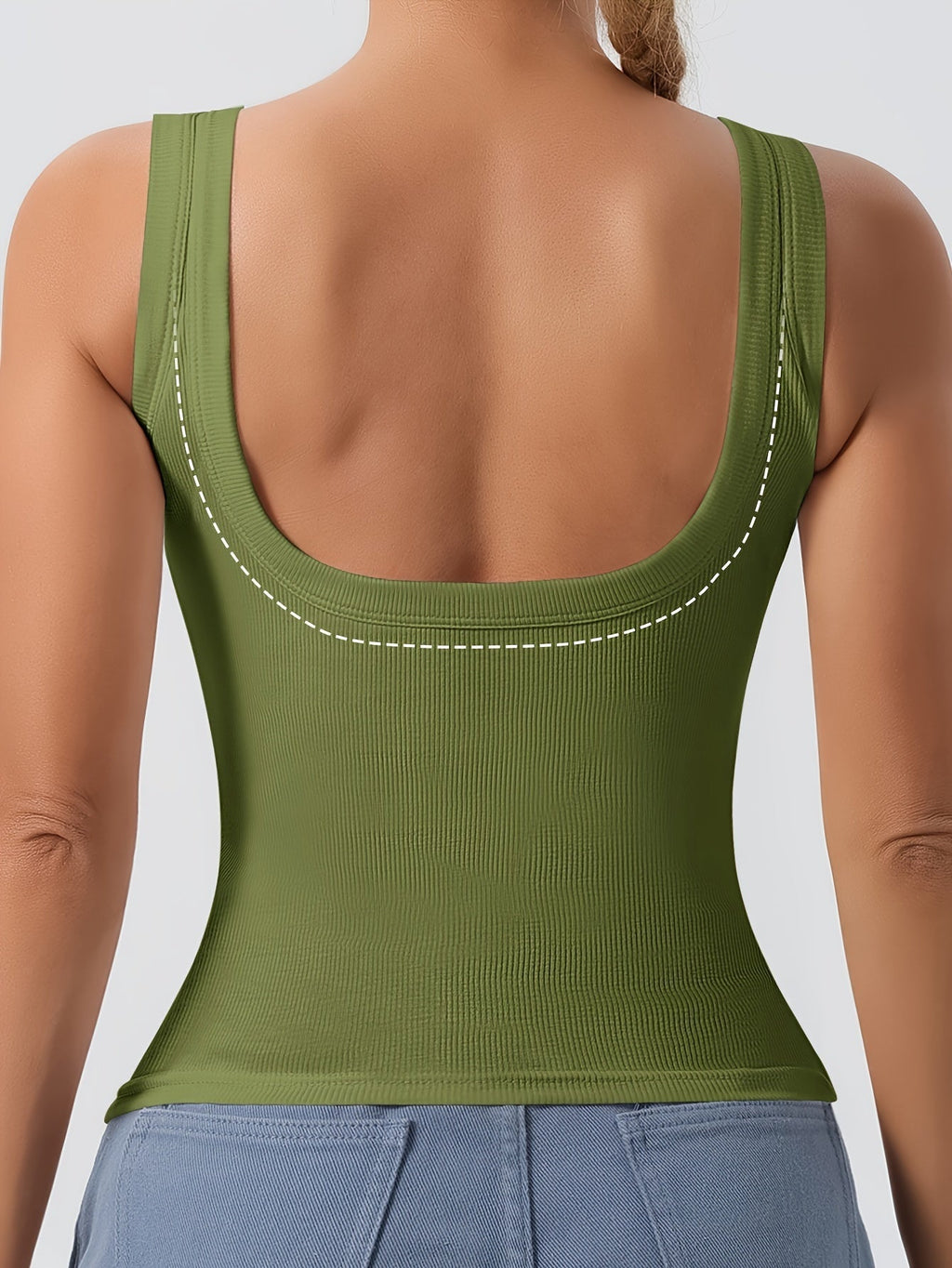 Women's Scoop Neck Tank Top with Removable Chest Padding – Slim Fit Padded Bra Sleeveless Summer Casual Top 8 Colors XS-XL