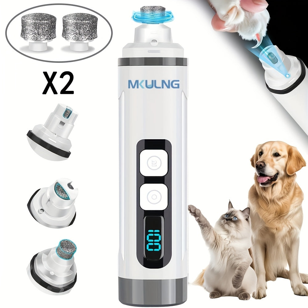 Quiet Dog Nail Grinder with LED Light – Upgraded 3-Speed Rechargeable Electric Pet Nail Trimmer & Grinder Kit, Painless Paw Grooming for Small Medium Large Dogs & Cats