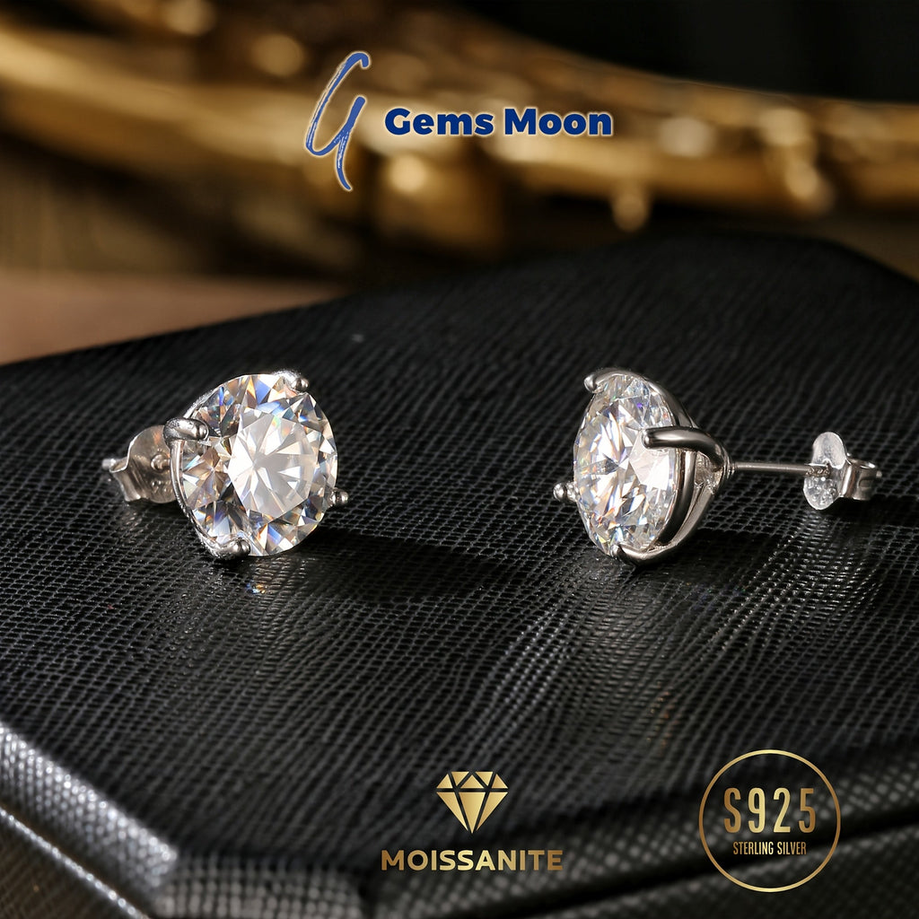 Moissanite Stud Earrings D Color VVS1 S925 Sterling Silver – Hand-Set, GRA Certified, 1CT-6CT, Velvet Pouch & Polishing Cloth Included, Jewelry Gift for Valentine’s Day, Birthday, Mother’s Day, Wedding