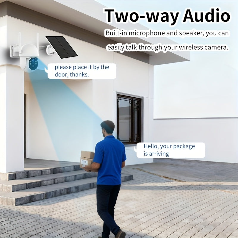 Solar Powered Outdoor Security Camera 2 Pack IP54 Waterproof – Wireless WiFi HD Color Night Vision AI Human Detection Two-Way Audio for Home, Yard & Driveway