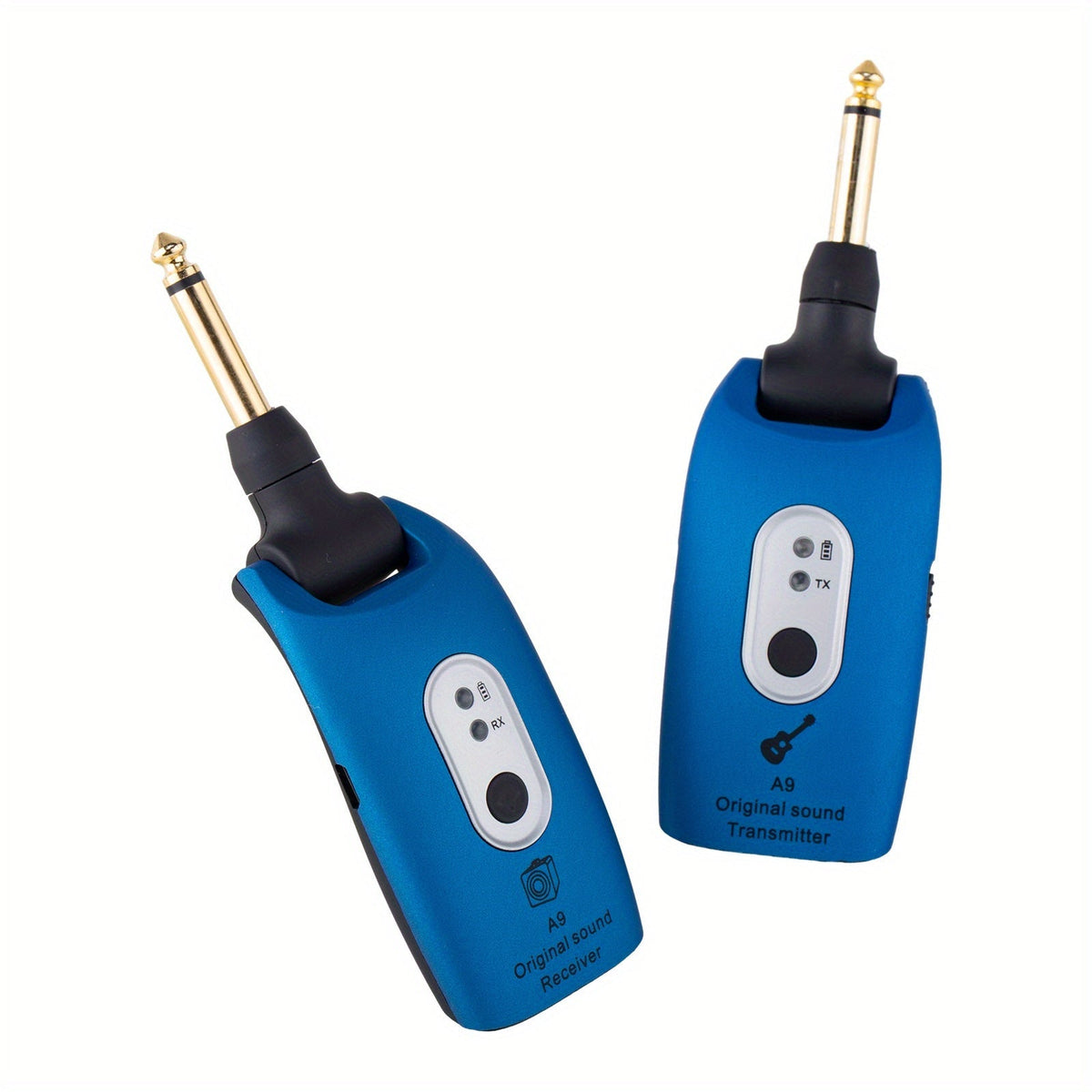 Wireless Guitar System 2.4GHz with Rechargeable Battery - Low Latency Audio Transmitter & Receiver for Electric Guitar, Acoustic, Bass, Violin & Keyboard, Plug & Play Instrument Wireless Kit
