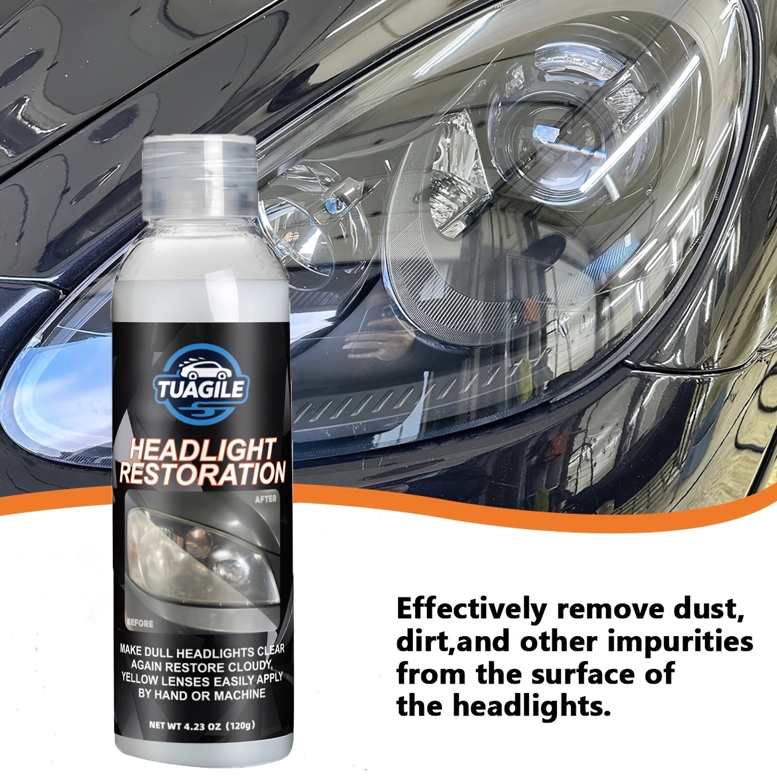 Headlight Restoration Kit UV Protective Coating Spray – Chemical Formula Removes Yellowing Oxidation & Haze, Restores Foggy Cloudy Headlights to Crystal Clear Brightness for All Cars