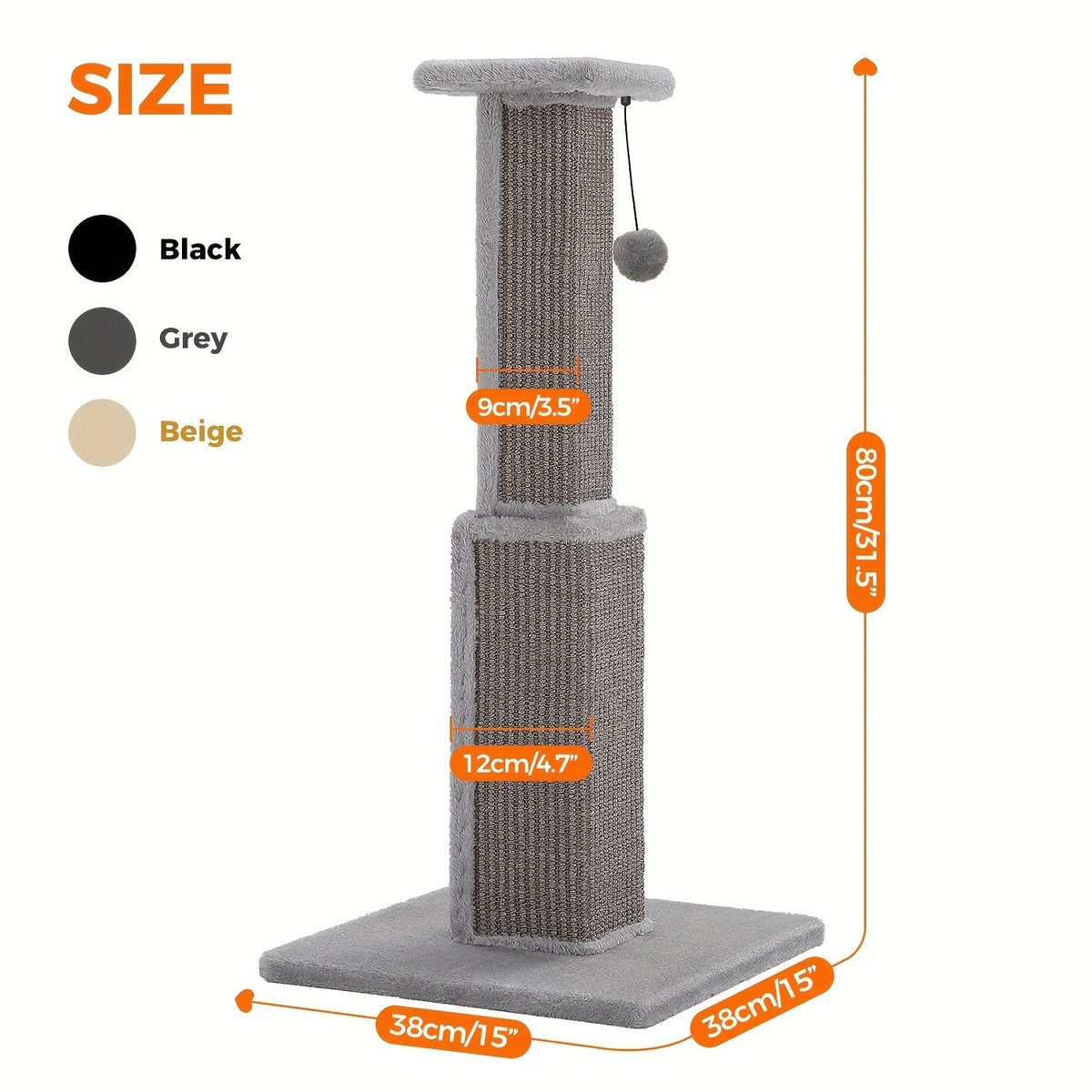 Multi-Tier Cat Tree Tower with Sisal Scratching Post Hanging Toys Sturdy Cat Climbing Activity Center for Indoor Cats Kittens Energetic Breeds Available in Grey Black Beige Brown Green