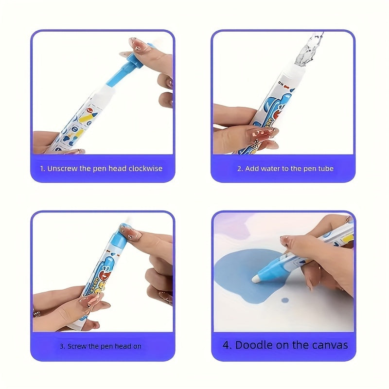 Water Drawing Mat for Kids Reusable Magic Painting Canvas Mess-Free Art Toy Set Ages 3+ Large 80x60cm Ocean Animal Designs Gift Box