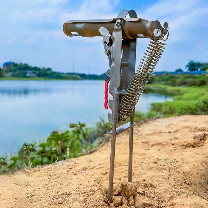 Stainless Steel Fishing Rod Holder 360 Degree Rotation Rust-Proof Spring Clamp Ground Stand No Assembly Bank Fishing Rod Bracket High Sensitivity Fits All Rod Sizes 35x17cm