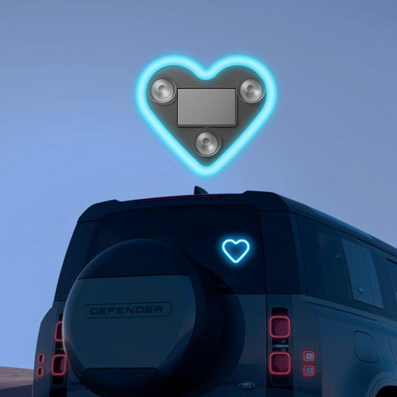 Heart & Flower Shaped Car Interior LED Neon Mood Lights USB Powered Cute Ambient Decoration for Women Girls Pink Red Blue Dashboard Window Decor Valentine's Day Birthday Gift Car Accessories | Nova Mart