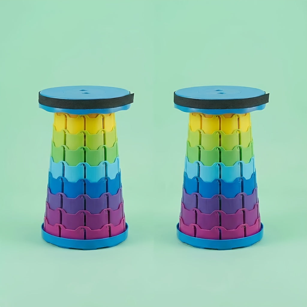 Collapsible Camping Stool 400 Lbs Capacity Ultra-Portable Lightweight Folding Seat - Folds Flat Fits in Backpack for Camping, Hiking, Fishing & Indoor Outdoor Use - Rainbow Option Available