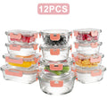 Glass Food Storage Containers with Lids 12-Piece Set, Airtight Leak-Proof Meal Prep Containers, Thickened Glass Lunch Bento Boxes Safe for Microwave Oven Freezer Dishwasher, Kitchen Pantry Organizer
