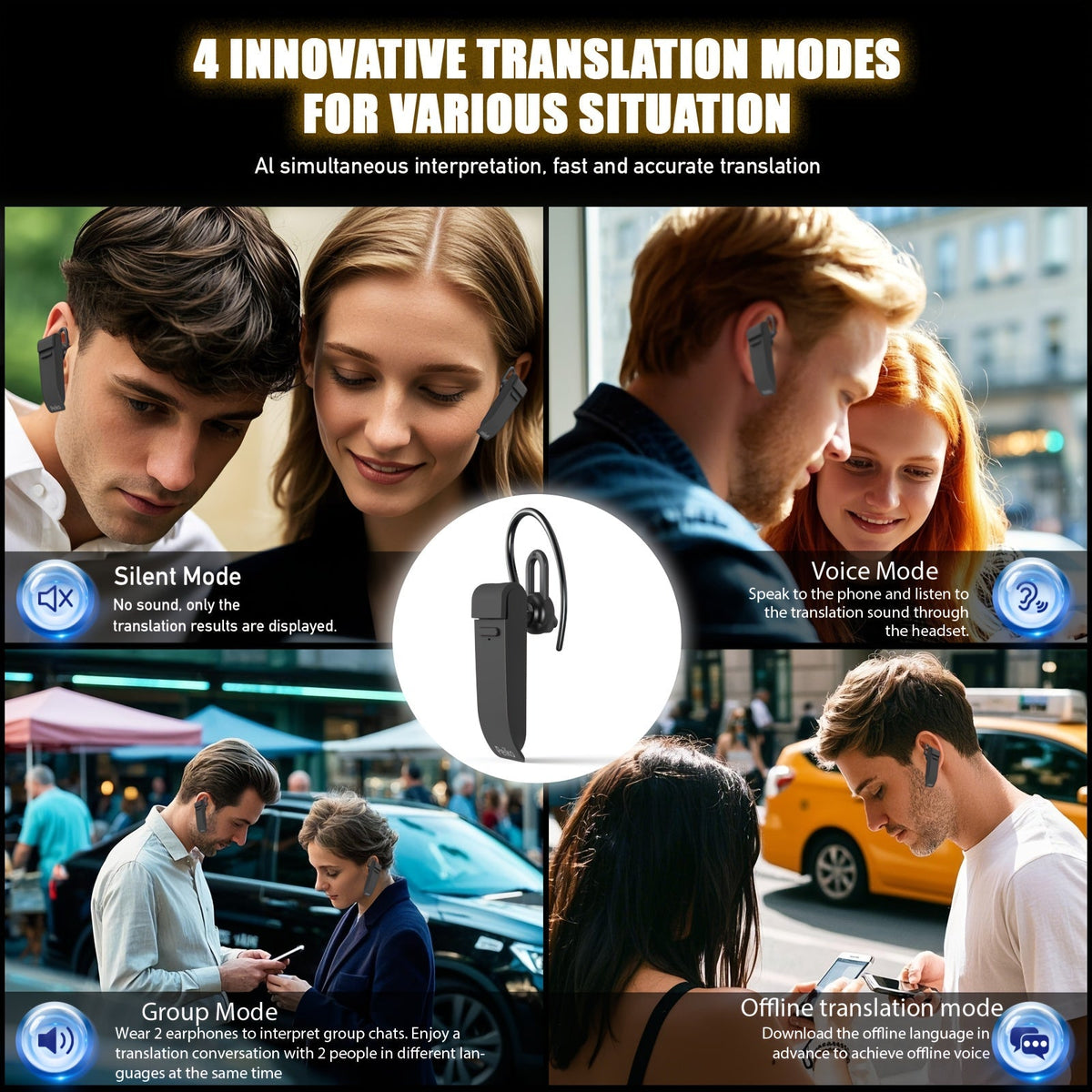 PEIKO PK-10 AI Language Translator Earphone – Real-Time Voice Translation in 136 Languages Online & 11 Languages Offline, Single Earbud with Music & Call Support, Travel Translator Device