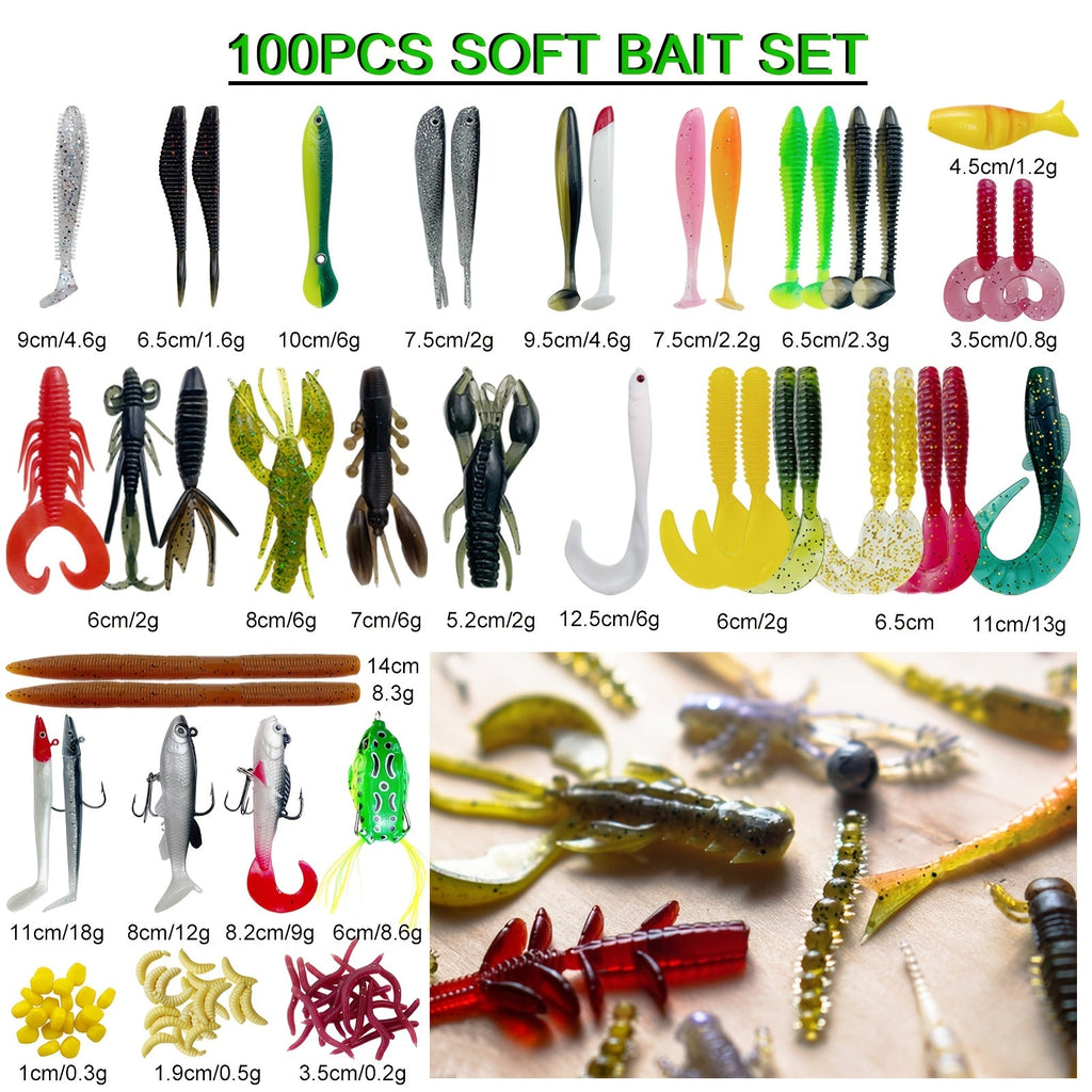 346pcs Fishing Lures Kit with Tackle Box – Crankbaits, Minnow, Spinnerbaits, Soft Baits, Jigs, Hooks, Weights & Sinkers for Freshwater Saltwater Fishing, Complete Tackle Set Gift for Men
