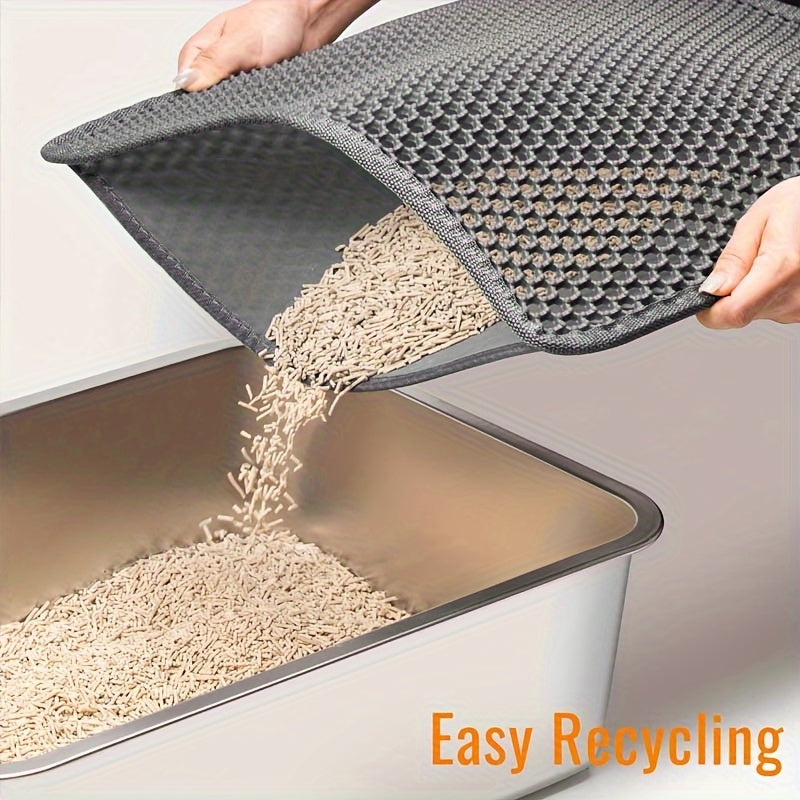 Cat Litter Mat Honeycomb Double Layer – Waterproof Urine-Proof Non-Slip Litter Trapping Mat for Cat Litter Box, Easy to Clean, Soft on Paws, Reduces Scatter & Waste, Perfect Gift for Cat Lovers