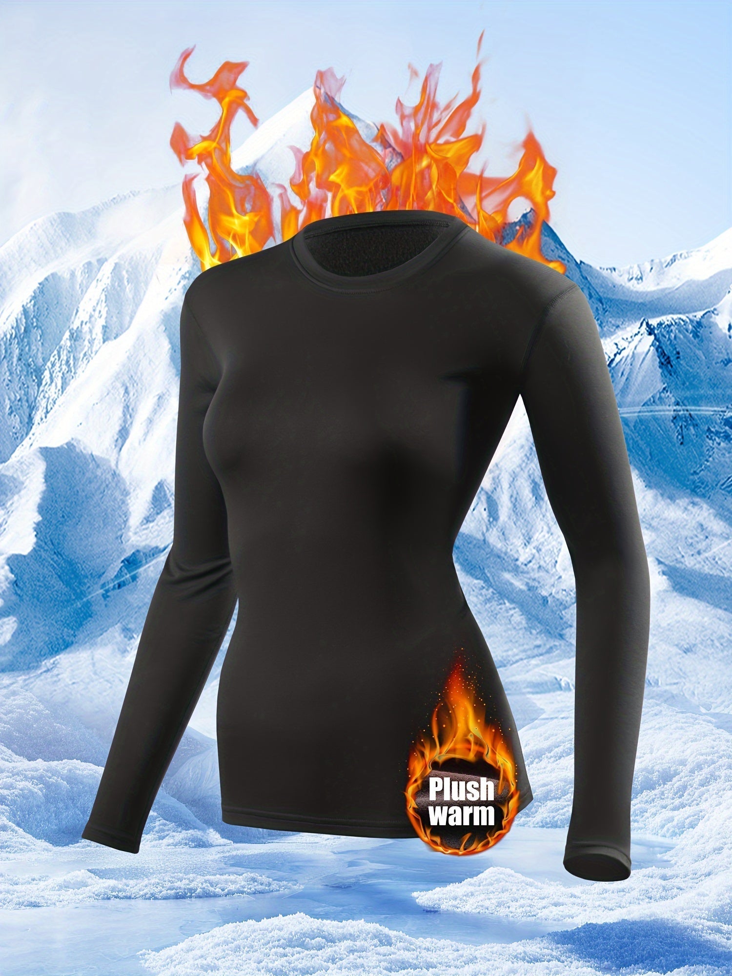 Women's Thermal Underwear Set 2 Piece Fleece Lined Leggings & Top, Compression Base Layer for Winter Sports Skiing Yoga Cycling, Warm Activewear Loungewear Sleepwear for Cold Weather