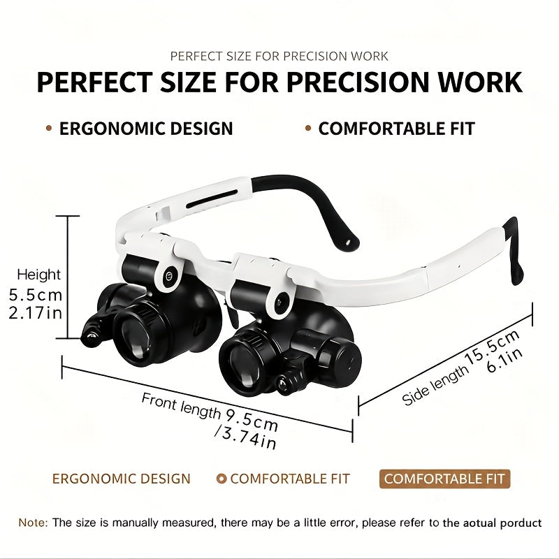 Head Mounted Magnifier 8X 15X 23X Hands-Free Dual Lens Magnifying Headset with Adjustable Headband – Precision Magnifier for Jewelry Making Electronics Repair Soldering Crafting Diamond Painting and Reading