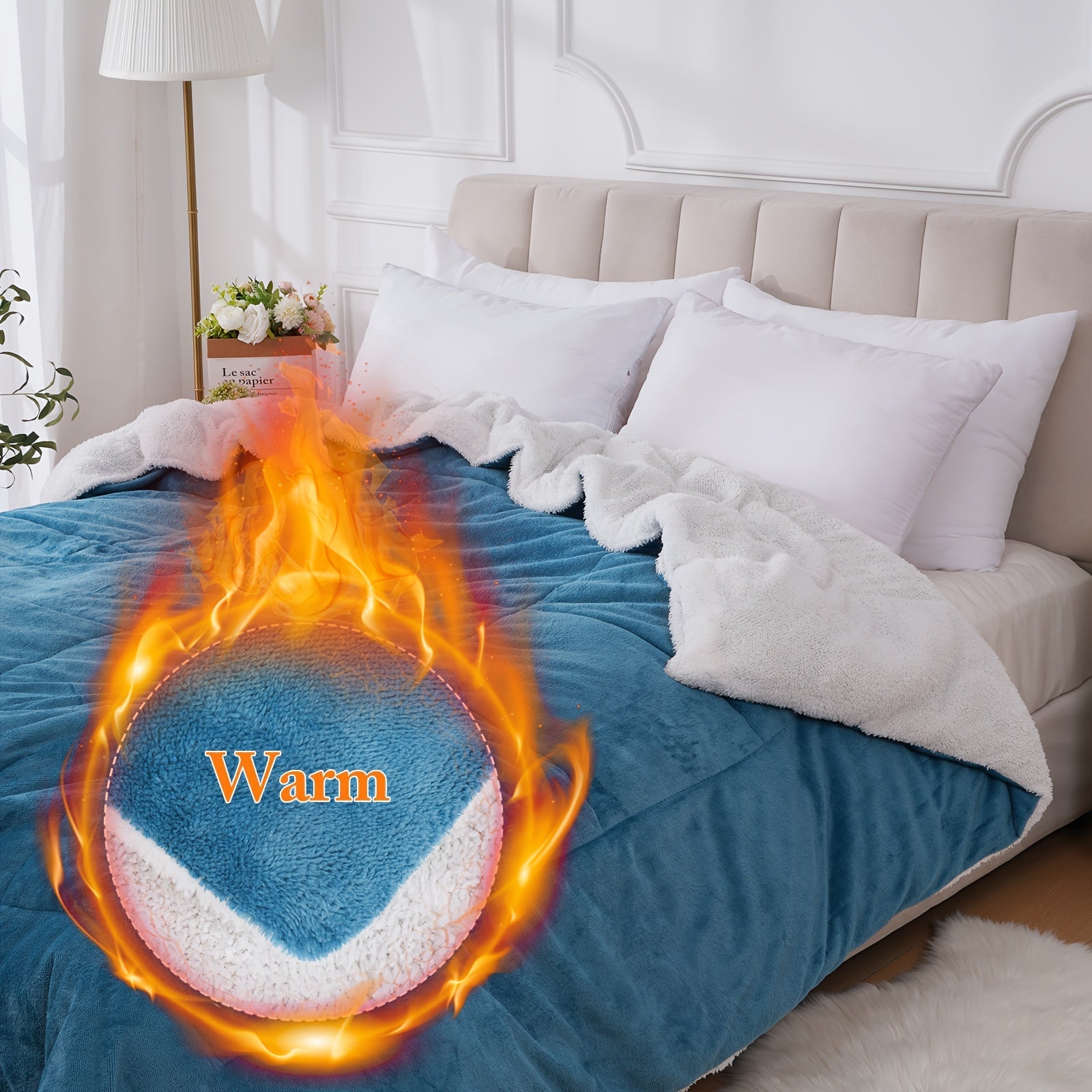 All Season Comforter – Thick Soft Quilted Box Stitch Solid Color, Ultra Breathable Machine Washable Duvet for Autumn Winter Spring, Twin Full Queen King Sizes