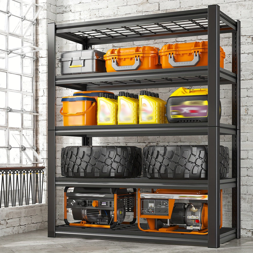 Heavy Duty Metal Shelving Unit 72 Inch 5-Tier Adjustable Garage Storage Shelf 3000LBS Capacity Carbon Steel Rack for Garage Basement Warehouse Pantry Office