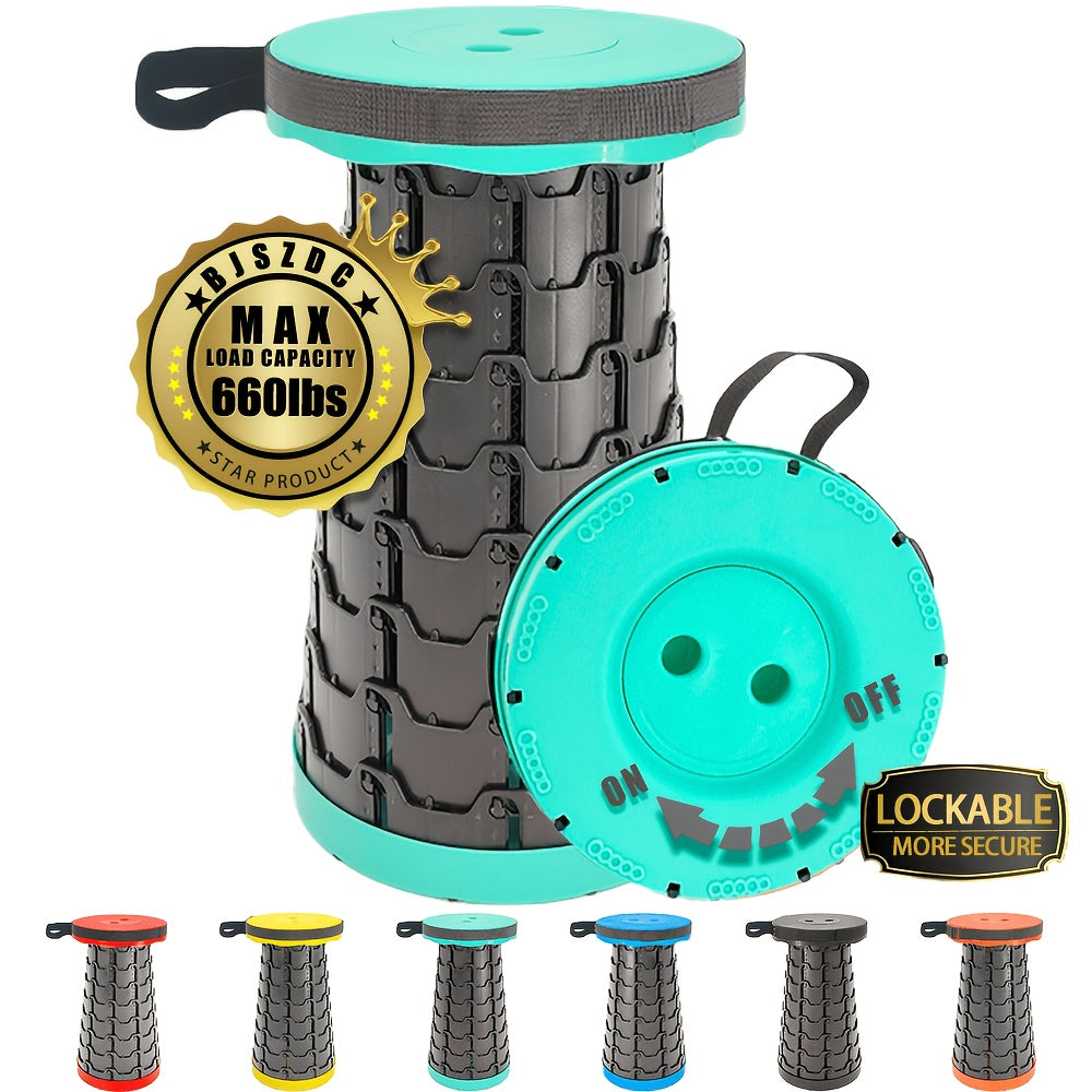 Folding Telescoping Stool with Bottom Lock Buckle – Portable Collapsible Retractable Seat, 660 lbs Heavy Duty Load Bearing, for Fishing, Hiking, Camping & Outdoor Activities, Multiple Colors