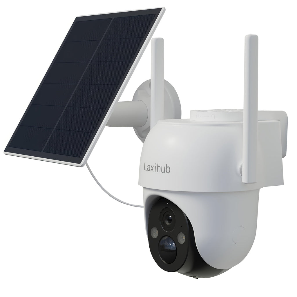 Laxihub GO2T Solar Outdoor Security Camera – 1296P FHD 3MP PTZ, AI Human Detection, 5200mAh Wire-Free Battery, Color Night Vision, 2-Way Audio, 2.4G WiFi, Cloud & SD Storage